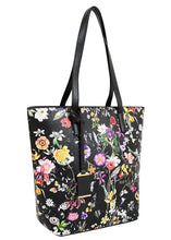 Everly Floral Tote with Tassel Decor (Black)